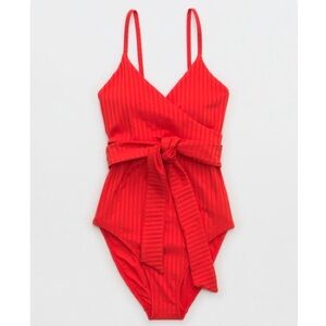 Aerie wide rib wrap swimsuit